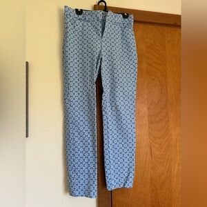 Old Navy High Rise Pixie Skinny Blue & White Print Pants, size 6